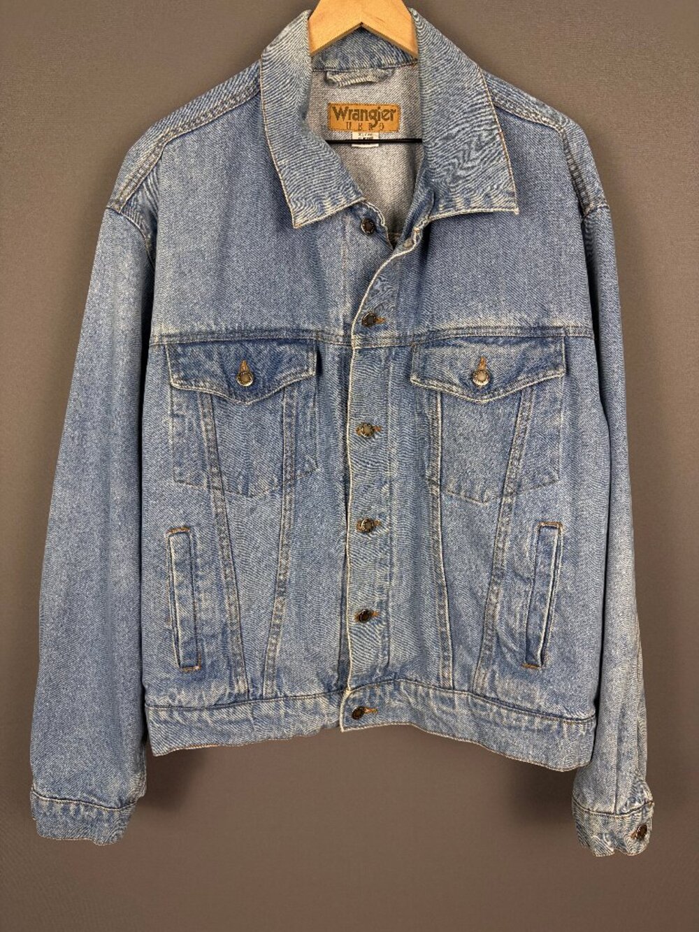 Vintage Wrangler HERO Denim Trucker Jacket Men’s XL Light Wash 90s Jean Jacket